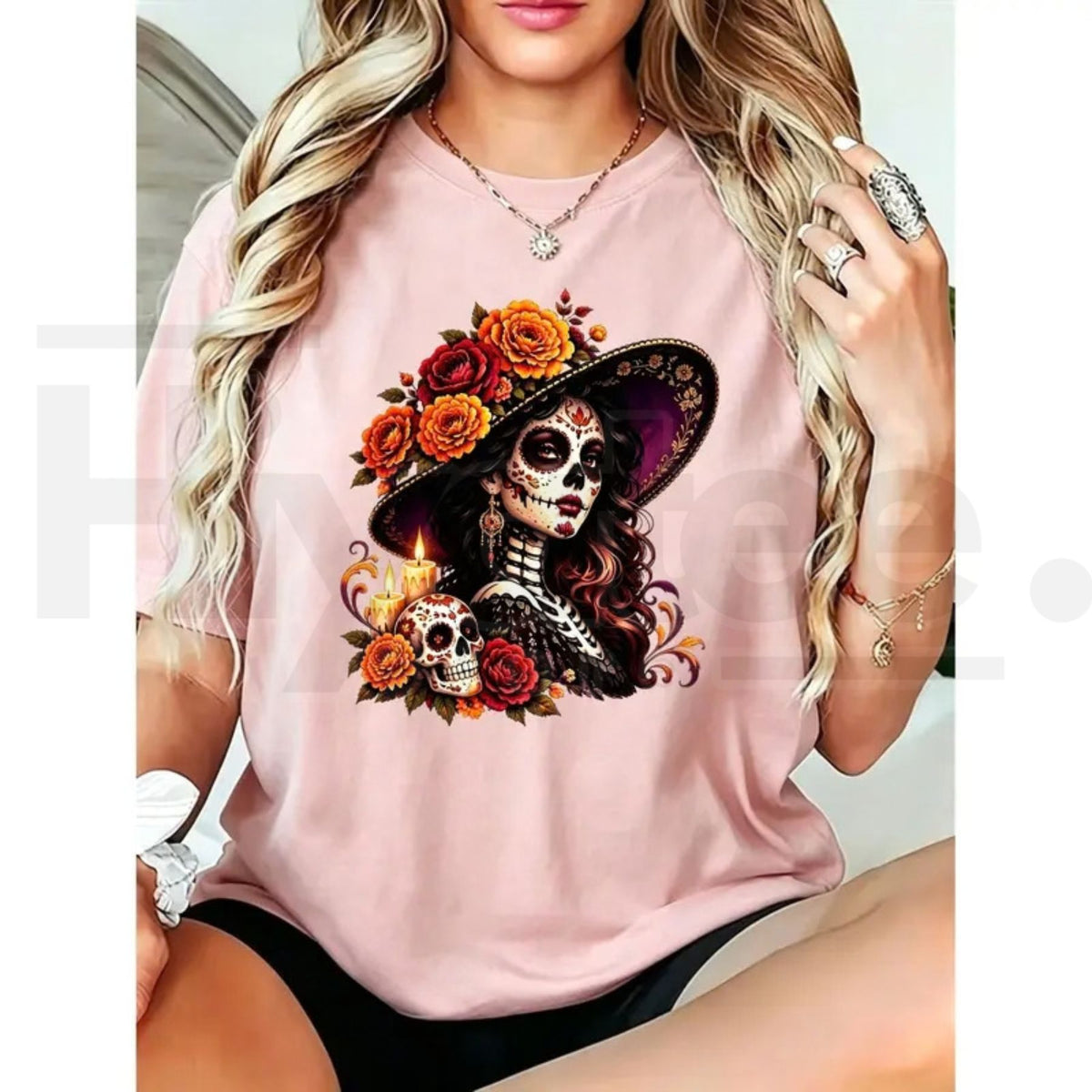 La Catrina Day of the Dead T-Shirt – Floral Skull Tee