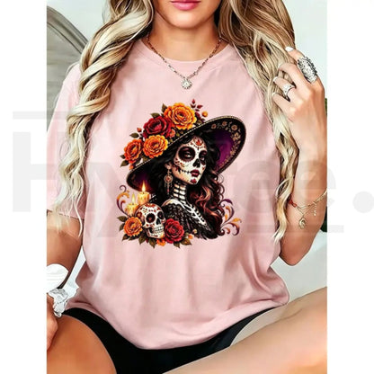 La Catrina Day of the Dead T-Shirt – Floral Skull Tee
