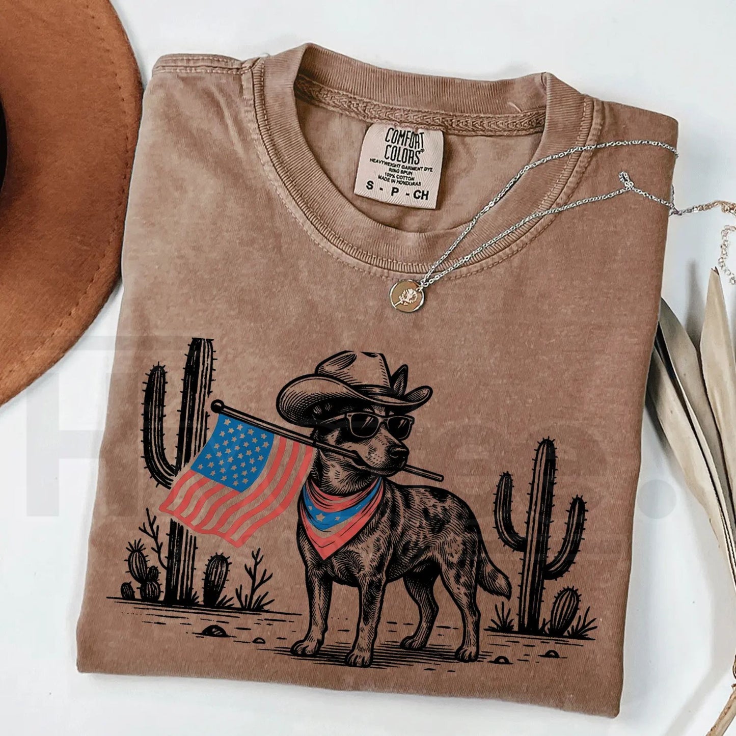 Comfort Colors® Patriotic Western Cowboy Dog Shirt – 4th of July USA Flag Dog Lover Tee
