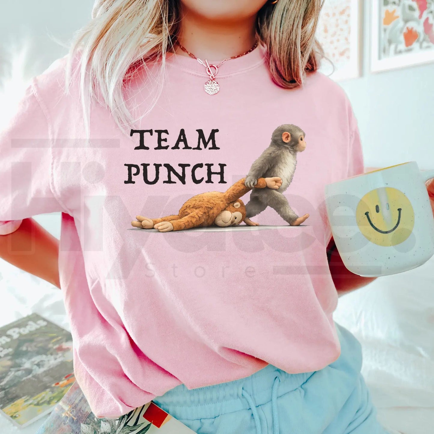 Team Punch Monkey Shirt – Funny Cute Animal Graphic Tee, Retro Comfort Colors® Vintage T-Shirt