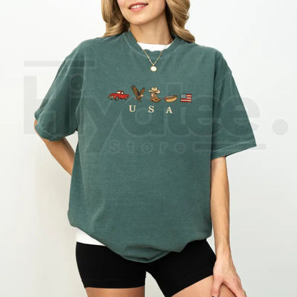 Comfort Colors® ChicCotton USA Icons Shirt – American Flag Western Graphic Tee