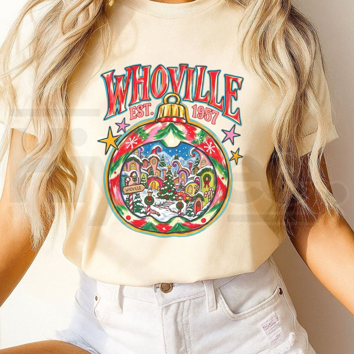 Comfort Colors Preppy Christmas Characters T-Shirt – Vintage Holiday Graphic Tee