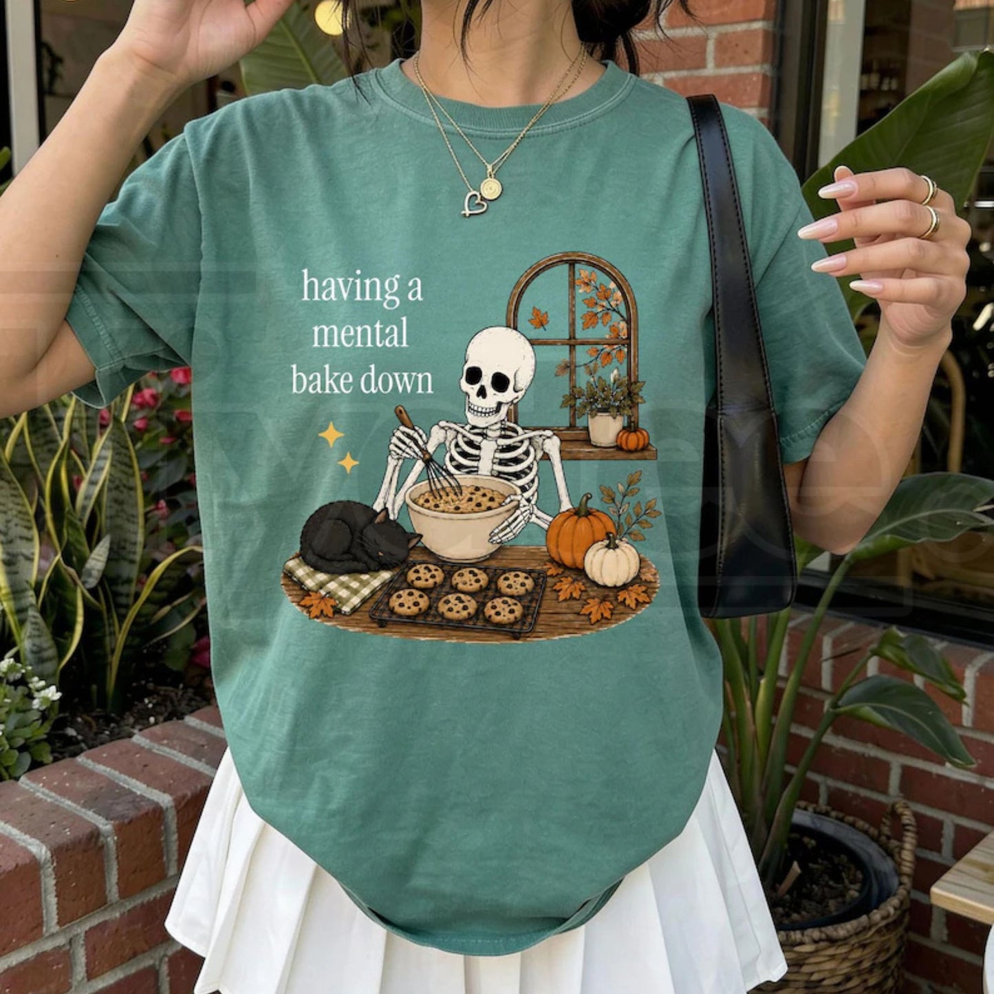 Funny Baking Skeleton Tee Having A Mental Bake Down Shirt Cookie Baker Gift