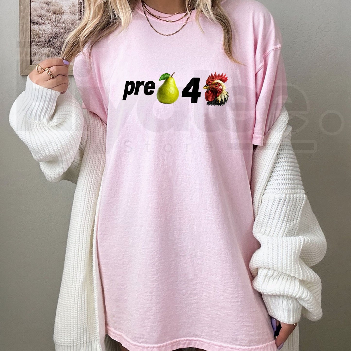 Pre Pear 4 Chicken T-Shirt – Funny Pun Foodie Graphic Tee