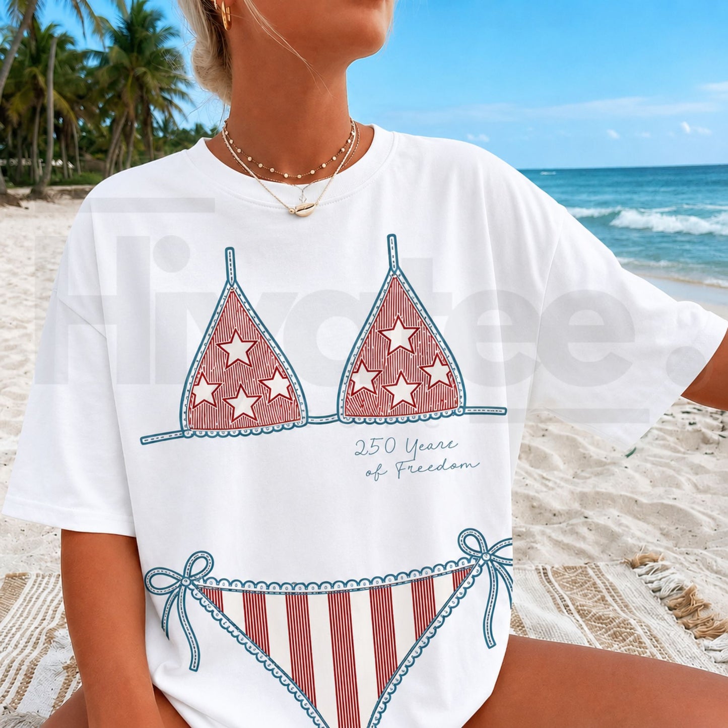 Retro America Preppy Bikini Top 4th of July Shirt – Trendy USA Aesthetic Patriotic Comfort Colors T-Shirt