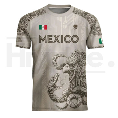 Mexico Aztec Eagle Heritage Soccer Jersey – All-Over Print Tribal Graphic