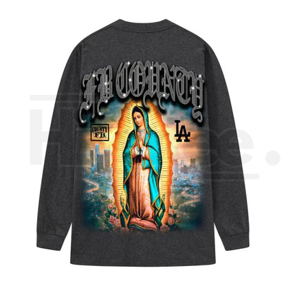 FB County Graphic Long Sleeve T-Shirt – Classic Streetwear Style, Heavyweight Long Sleeve Tee