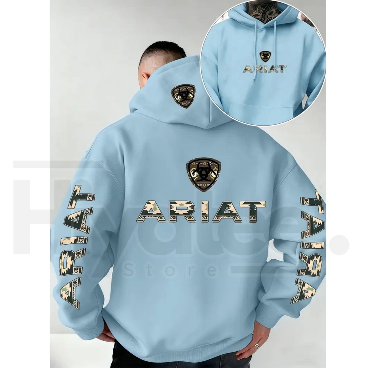 Ariat Letter Print Unisex Hooded – Soft Stretch Knit Fabric, Standard Fit Casual Daily Wear