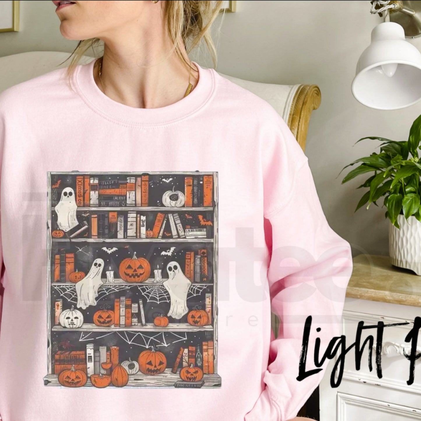 Ghost Bookcase Sweatshirt: Aesthetic Spooky Bookish Cute Halloween Crewneck