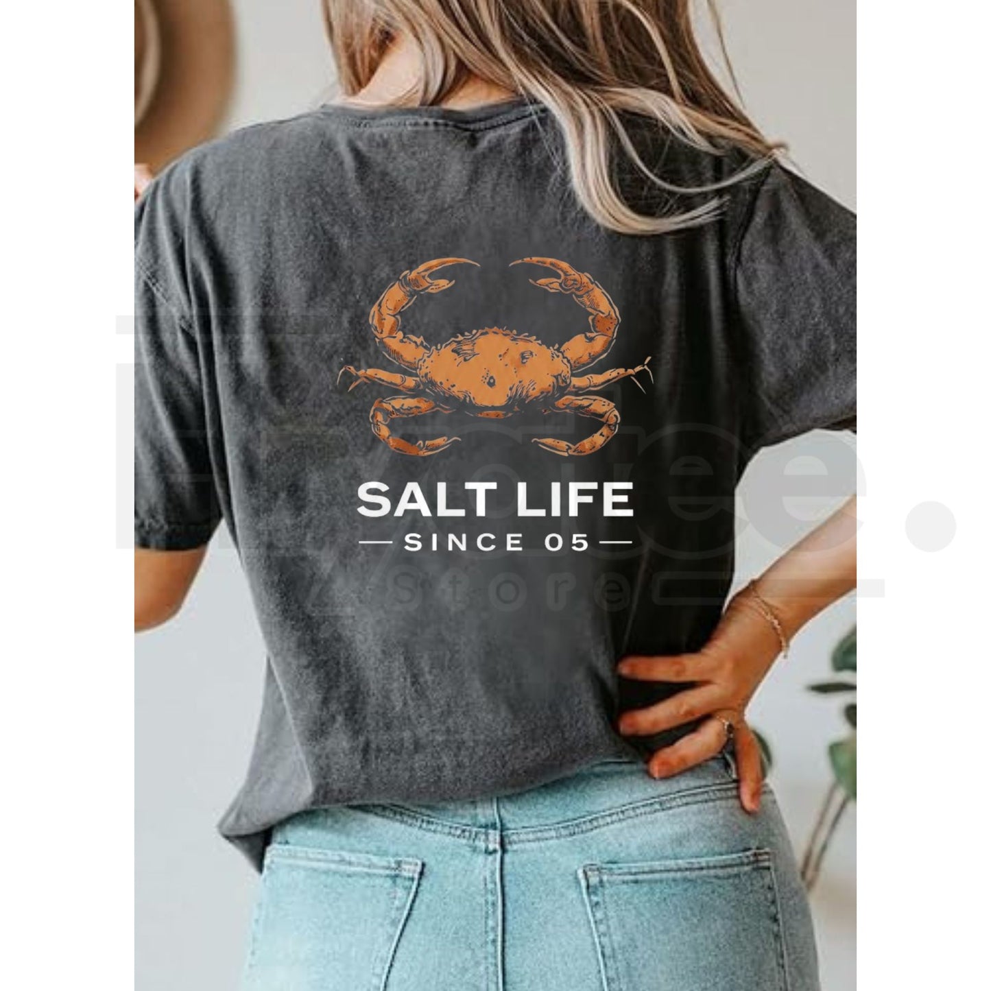 Coastal Vintage Crab T-Shirt – Retro Salt Life Slate Blue Graphic Tee