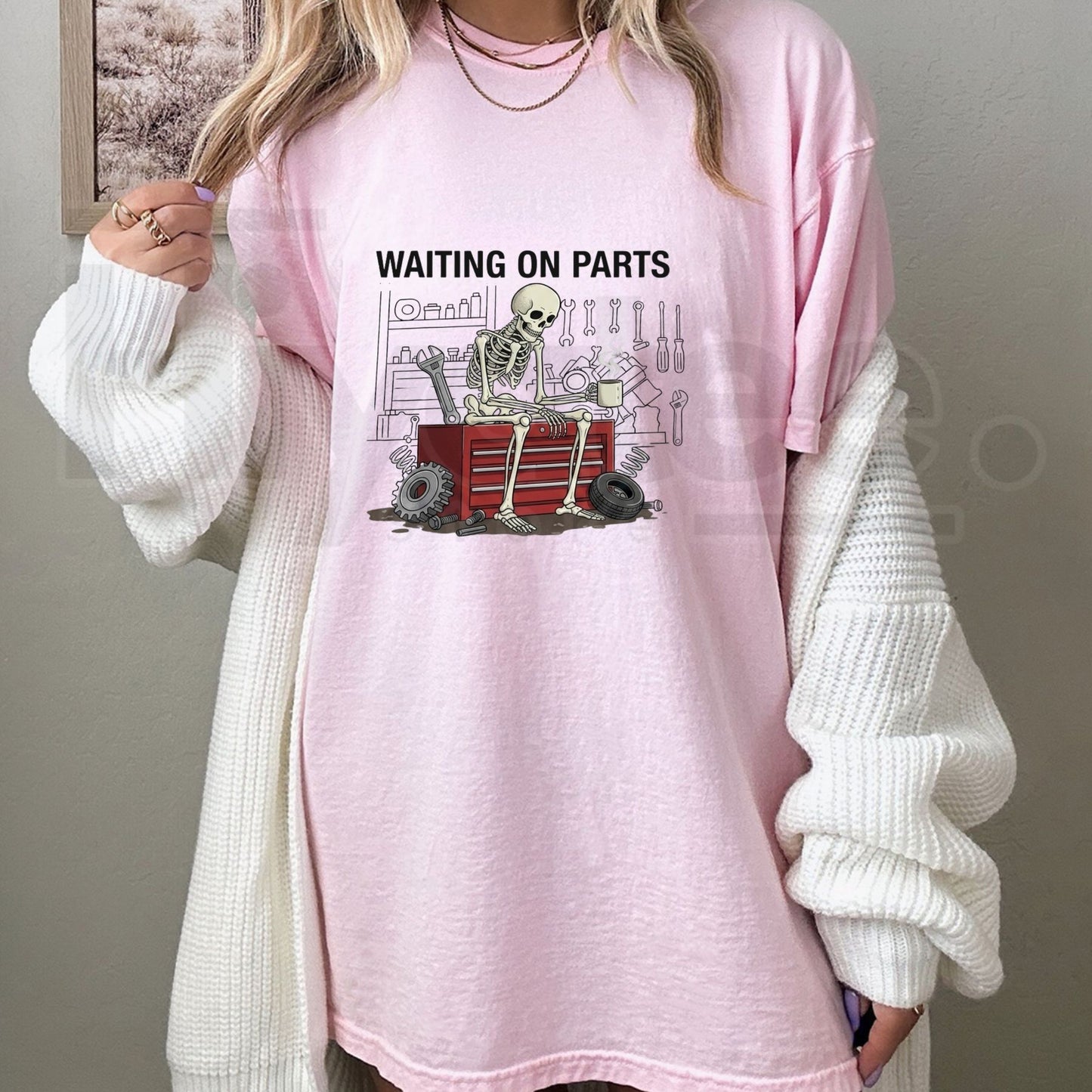 Wrench & Bones Garage Skeleton Tee – Funny Mechanic Humor Graphic Shirt