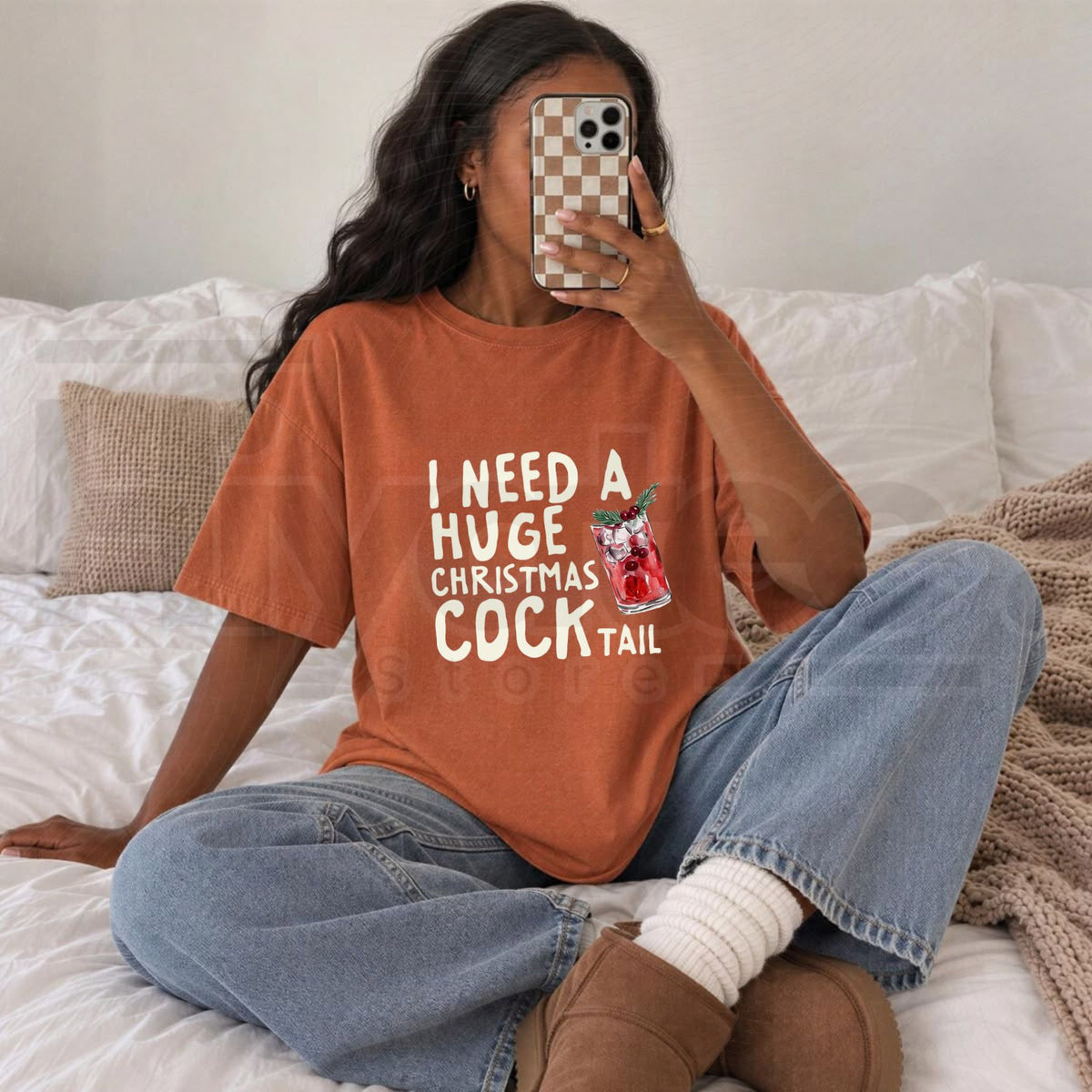 Comfort Colors Funny Inappropriate Matching Christmas Couples T-Shirt