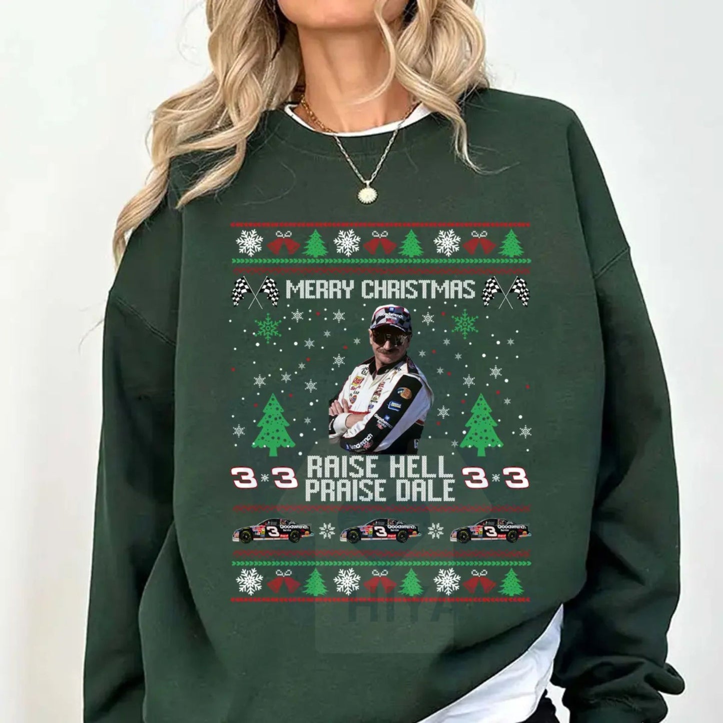 Merry Christmas Raise Hell Praise Dale Shirt: Vintage Dale Earnhardt Christmas Sweatshirt, Racing Style Unisex T-Shirt Gift