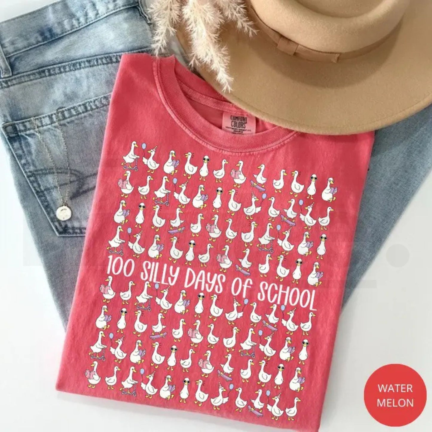 Comfort Colors® 100 Days of School Goose Teacher Shirt – Cute Classroom Graphic Tee, Funny 100th Day Activities Top