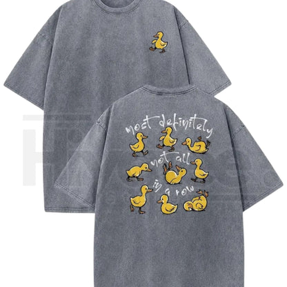 Vintage Acid Wash Pink Funny Ducks In A Row Graphic Tee – Chaotic Energy Y2K Oversized Cotton Shirt