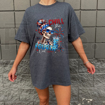 "Chill The Fourth Out" – Patriotic Skeleton Summer Graphic Top