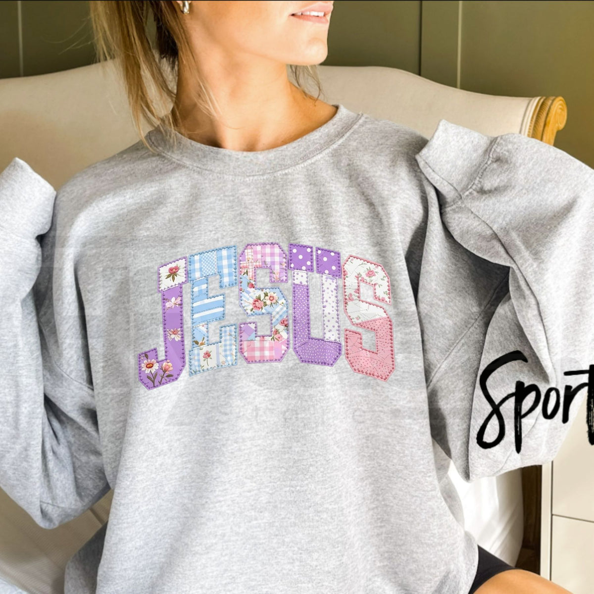 Saturday Patterned Jesus Sweatshirt, Vintage Retro Christian Faith Graphic Pullover
