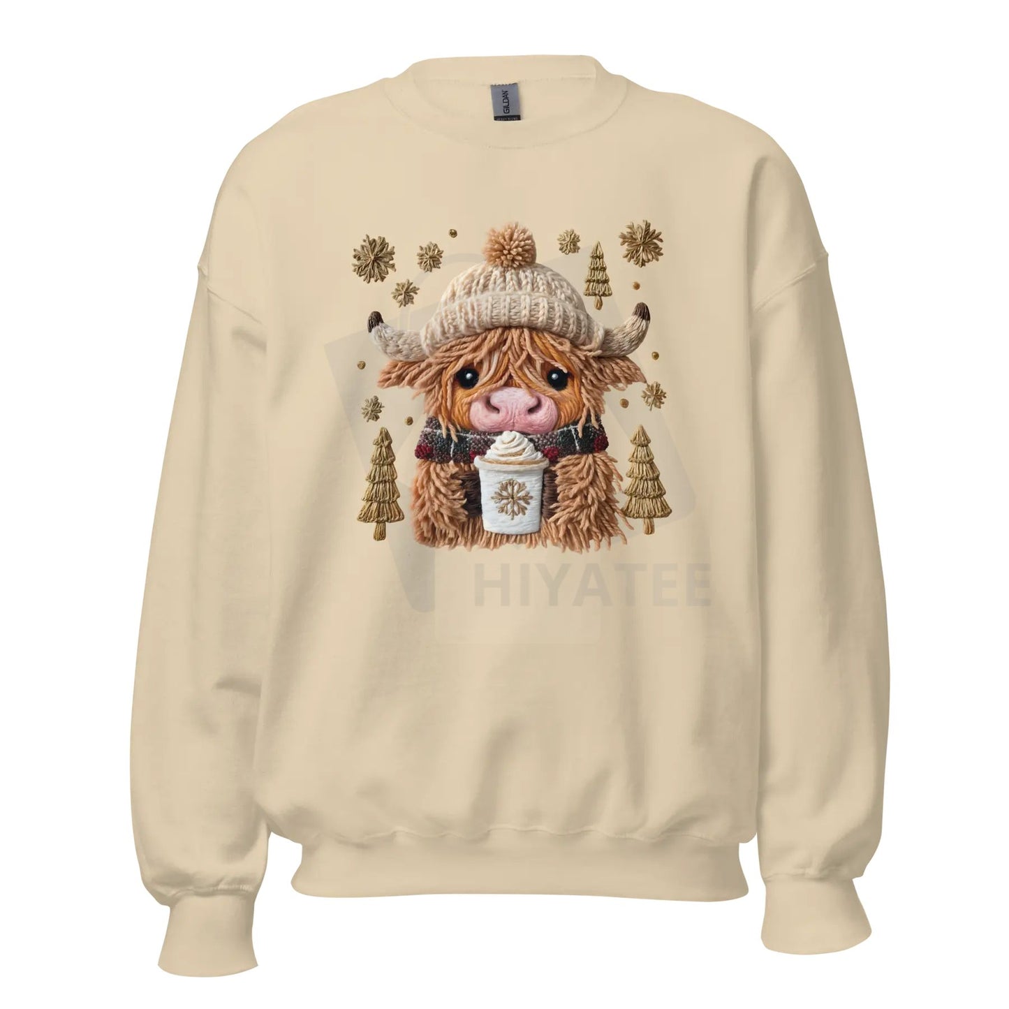 Hazel the Highland Cow Unisex Crewneck Sweatshirt: Cute Animal Graphic Pullover, Cozy Farm Aesthetic Top, Printed in the USA Gift