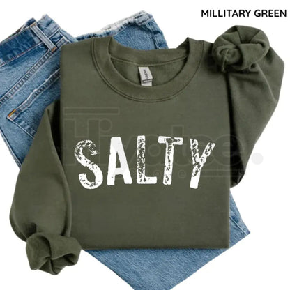 Salty Retro Summer Beach Crewneck Sweatshirt – Aesthetic Coastal Vacation Pullover, Cozy Graphic Sweater