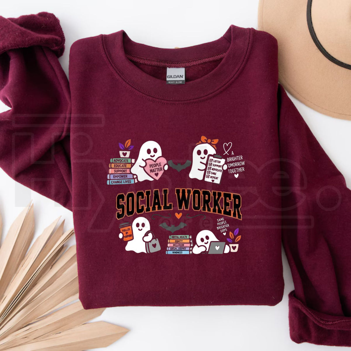 Cute Ghost Social Worker Sweatshirt – Halloween Social Work Crewneck