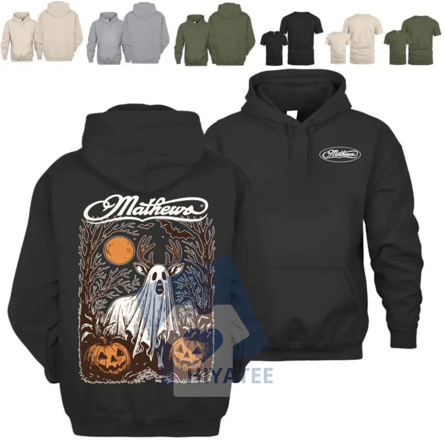 Ghost Deer Halloween Hoodie – Hunting Graphic Sweatshirt, Spooky Hunting Style, Unisex Hunting Gear