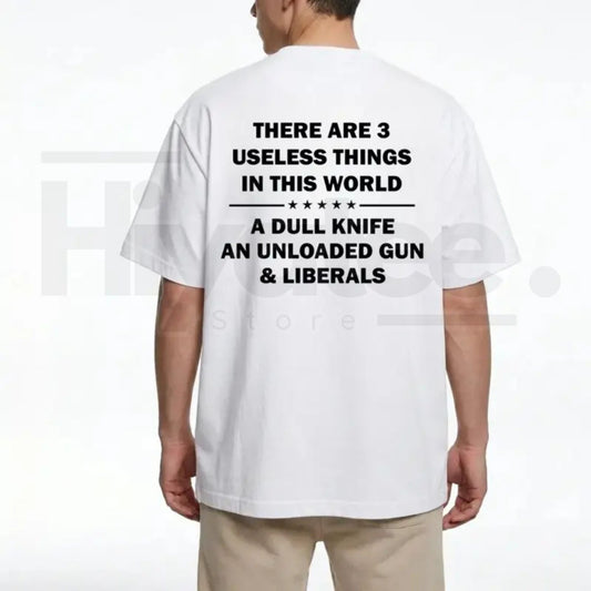 "3 Useless Things" – Funny Sarcastic Republican Vintage Graphic Top. - Hiyatee