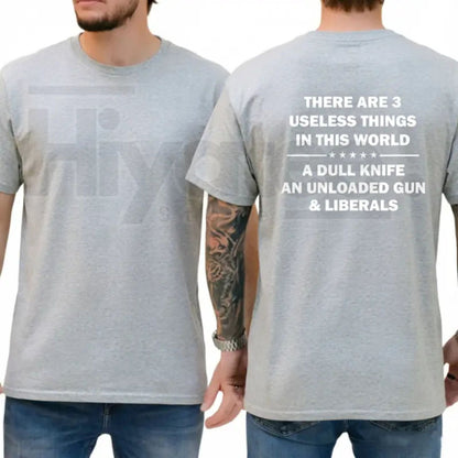 "3 Useless Things" – Funny Sarcastic Republican Vintage Graphic Top - Hiyatee
