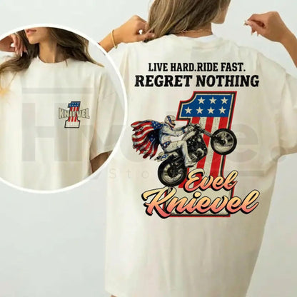 Vintage Evel Knievel Tee – Live Hard Ride Fast American Rider T-Shirt