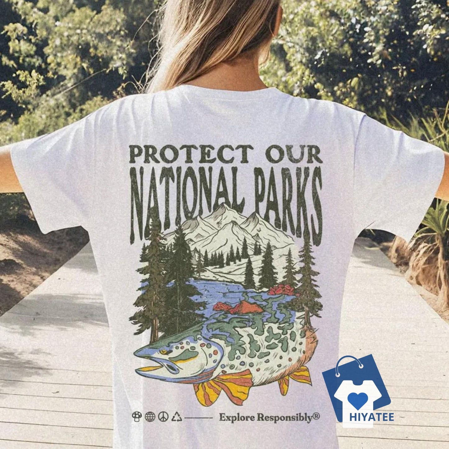 Protect National Parks & Respect Local Wildlife T-Shirt – Eco-Friendly Hiking Tee