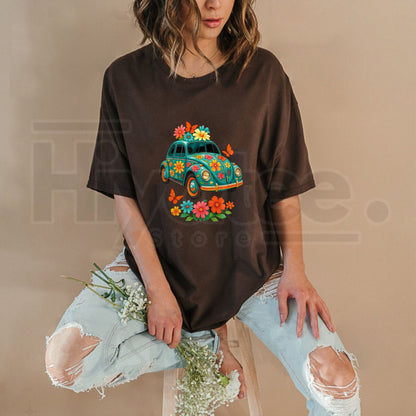 "Vintage Turquoise Floral" – Women's Breathable Casual Summer Top