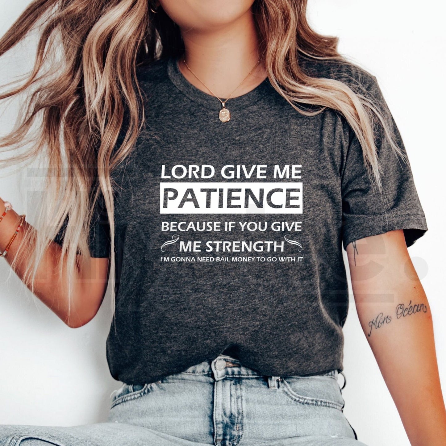 "Lord Give Me Patience" – Humorous Men's Plus Size Cotton Top