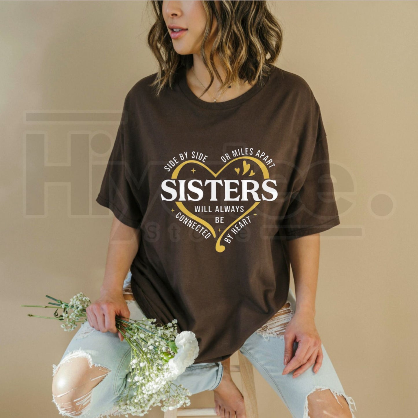 "Side By Side Or Miles Apart" – Matching Sisters Vacation Graphic Top