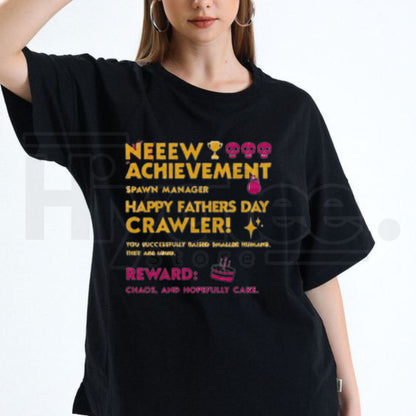 Achievement Unlocked Spawn Manager Gamer Dad T-Shirt – Funny Father's Day Crawler Tee