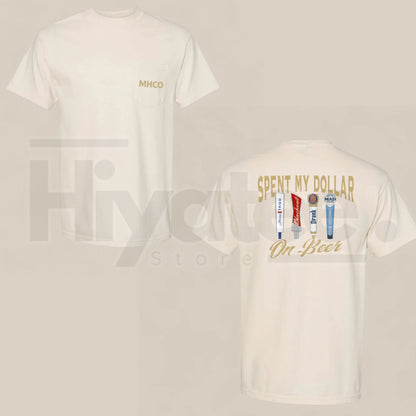 Spent My Dollar on Beer T-Shirt – Funny Drinking Graphic Tee, Vintage Style Party Shirt for Men & Women
