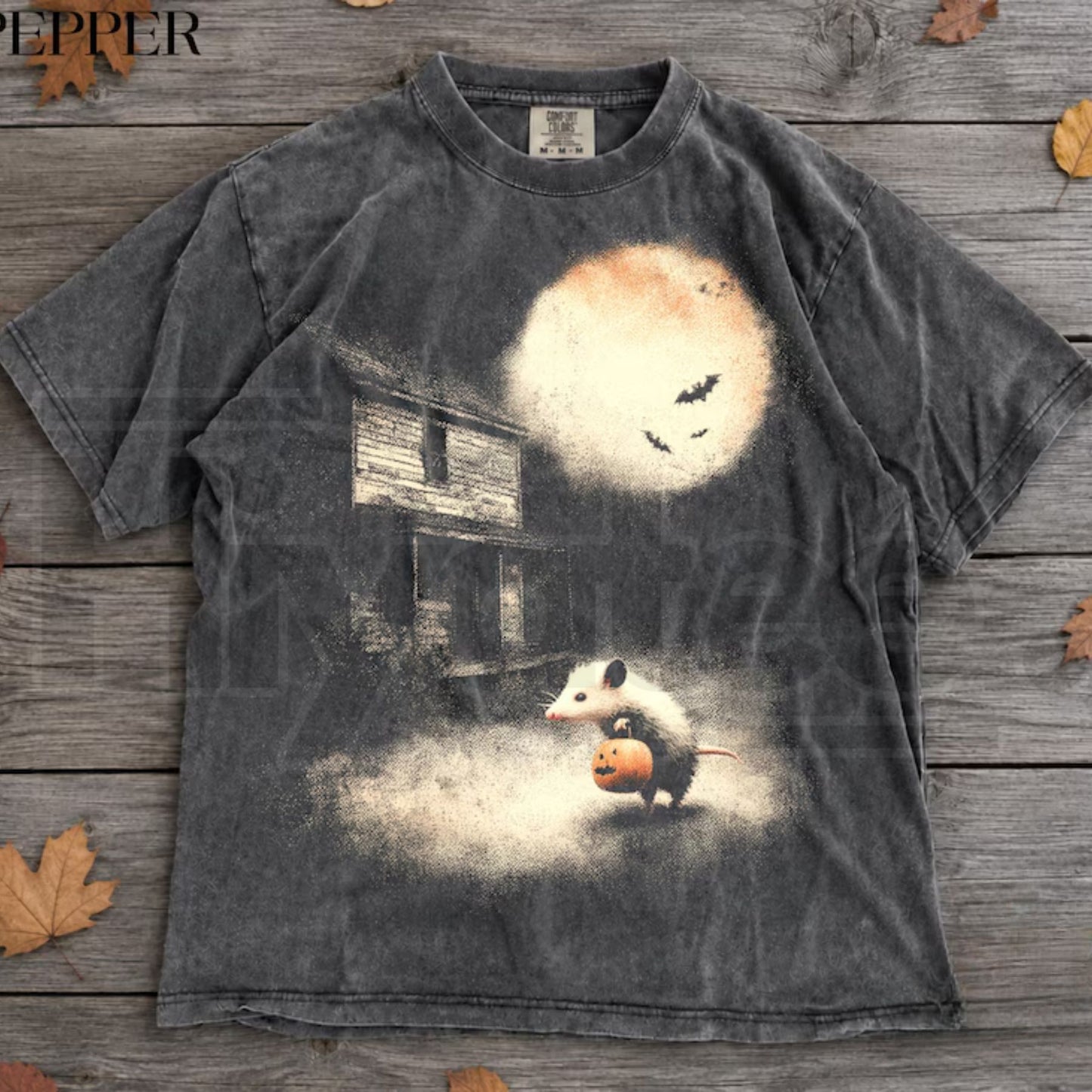Vintage Opossum Halloween Shirt Cute Possum Pumpkin Spooky Moon Tee