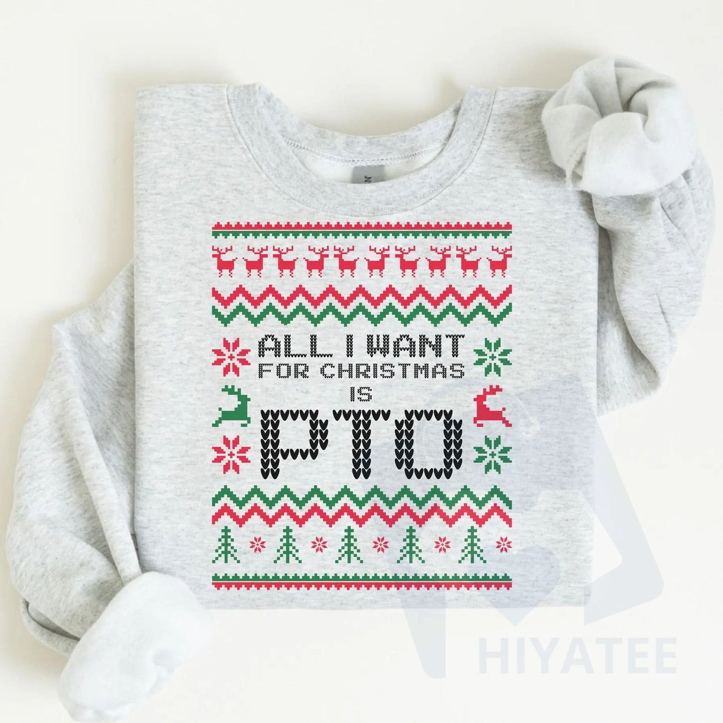 Office Ugly Christmas Sweater: Funny Christmas PTO Shirt, All I Want Is PTOer, Coworker Work Gift Exchange