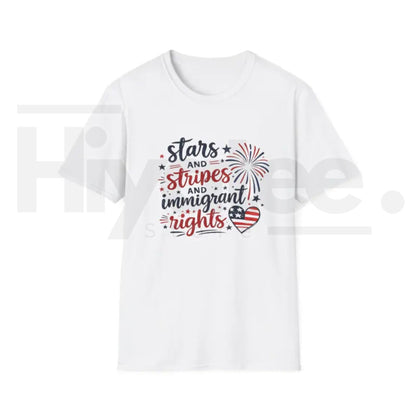 Stars and Stripes Immigrant Rights T-Shirt – Patriotic 4th of July Graphic Tee