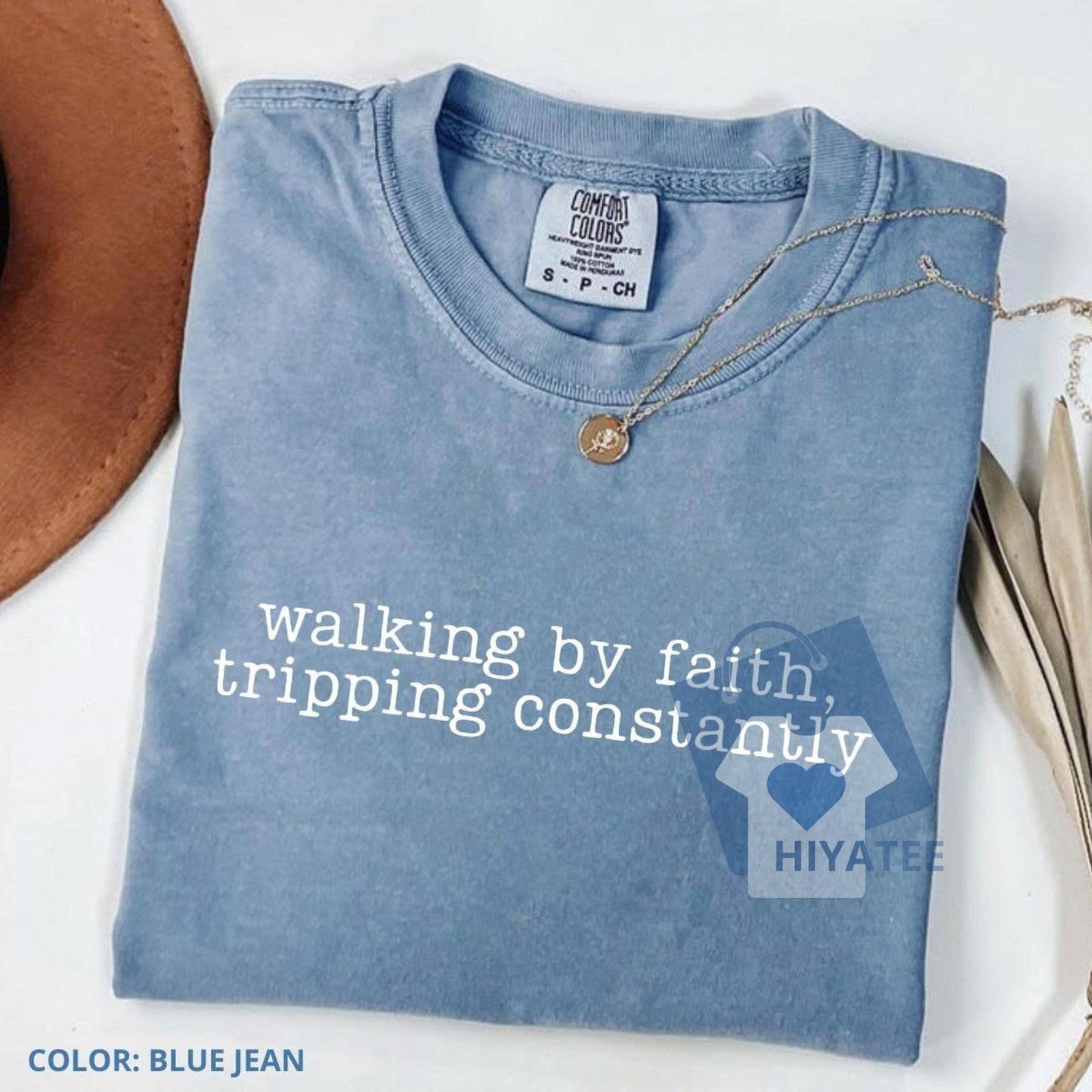 Walking by Faith Tripping Constantly T-Shirt – Comfort Colors Inspirational Christian Tee for Women, Minimal Western Jesus Shirt