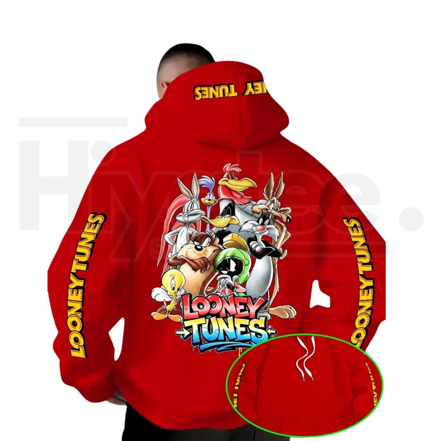 Warner Bros Looney Tunes Gradient Print Hoodie – Vintage Cartoon Character Pullover