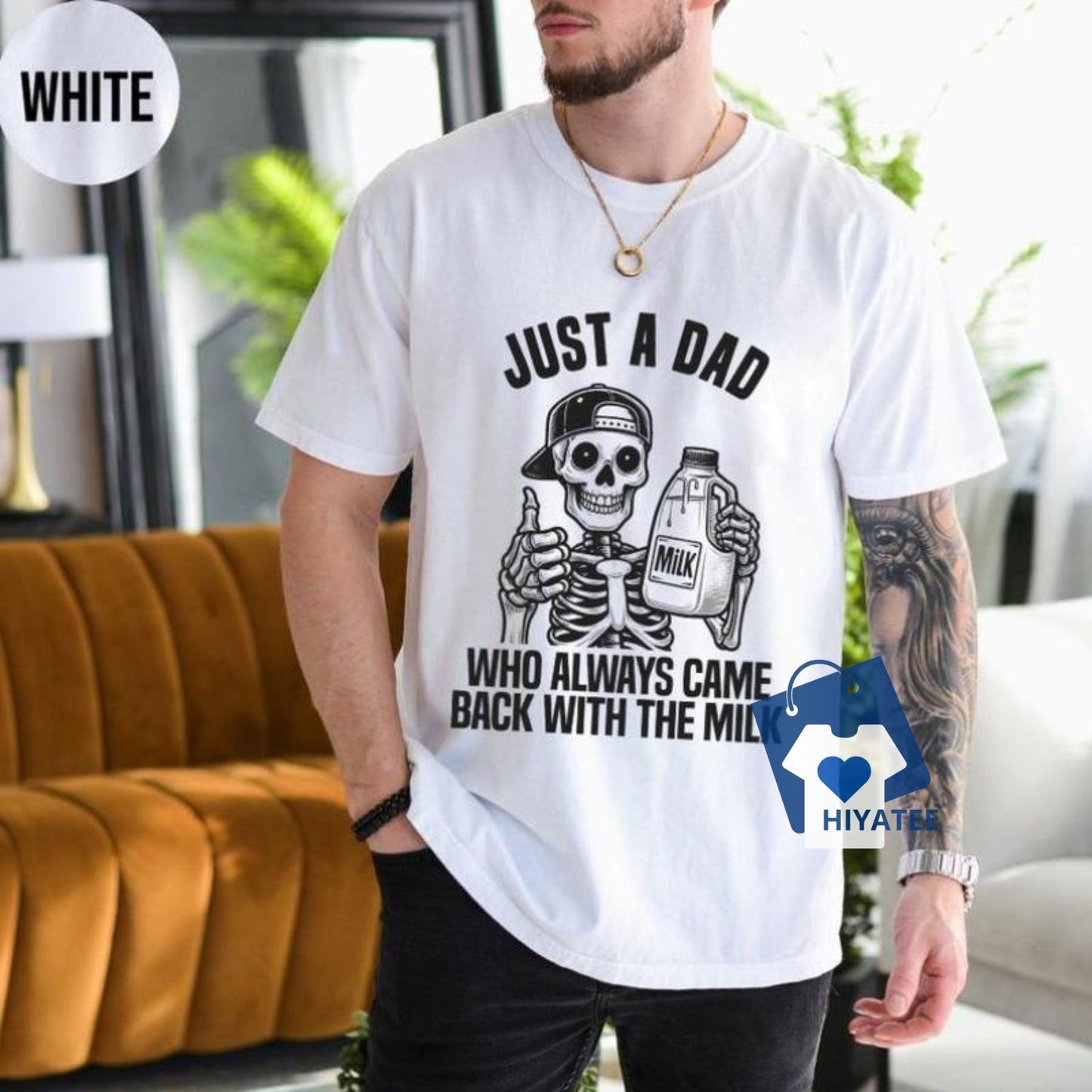 Just A Dad Who Came Back With The Milk Shirt – Funny Father's Day Skeleton Tee