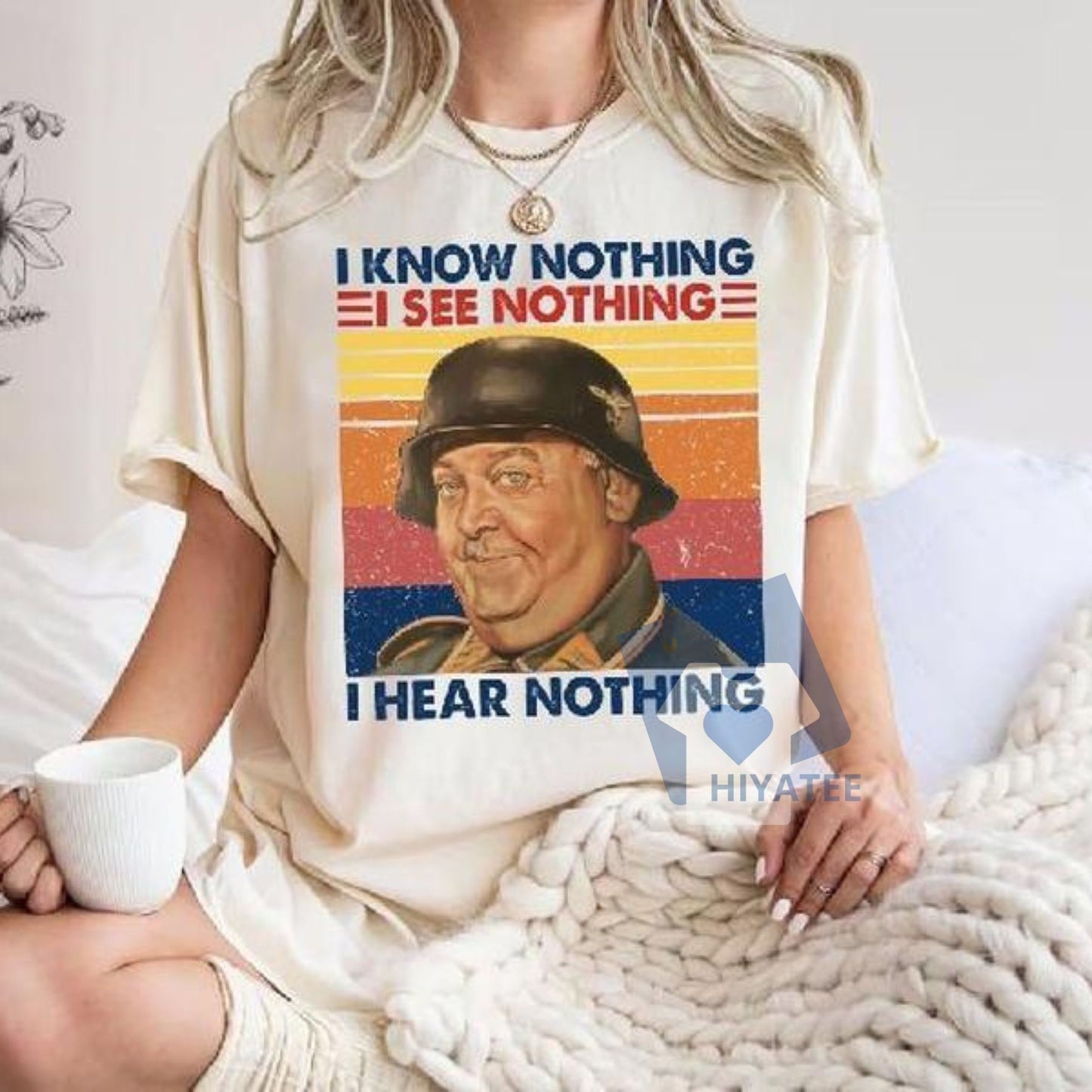 Sergeant Schultz “I Know Nothing” T-Shirt – Vintage Hogan’s Heroes Tee for Classic TV Fans