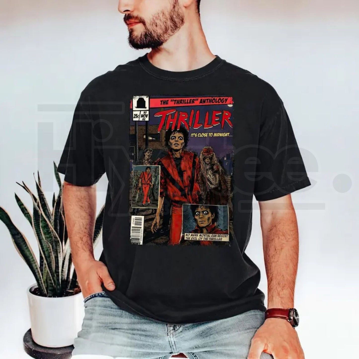 Vintage MJ Comic T-Shirt – Retro King of Pop Thriller Graphic Tee, 80s Pop Culture Music Fan Premium Cotton Gift