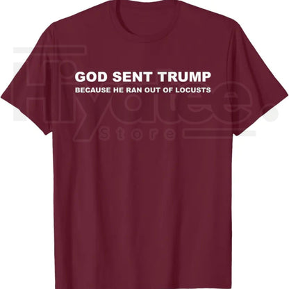 God Sent Trump Because He Ran Out of Locusts T-Shirt – Political Satire Graphic Tee
