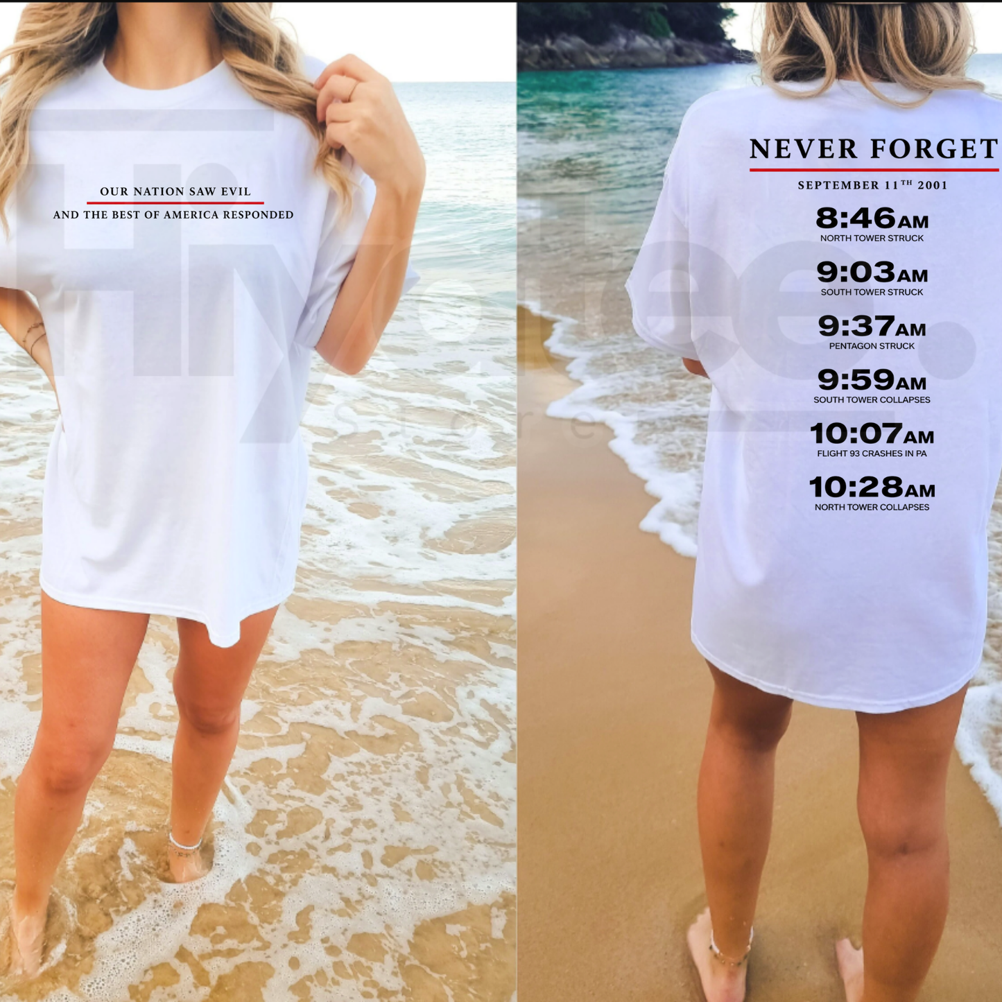 Never Forget September 11 Memorial Timeline T-Shirt