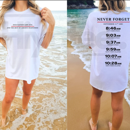 Never Forget September 11 Memorial Timeline T-Shirt