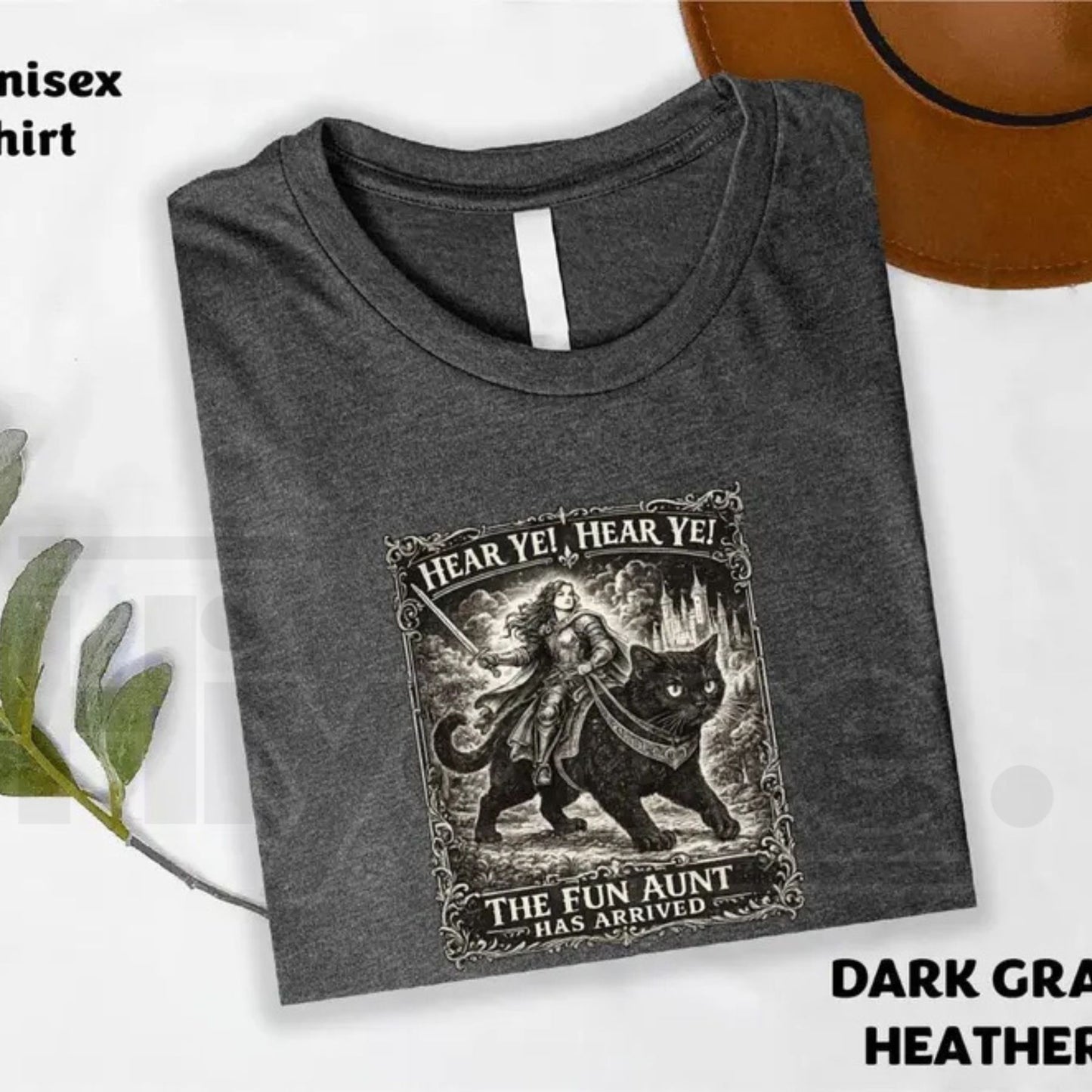 Comfort Colors Fun Aunt Knight Riding Black Cat T-Shirt