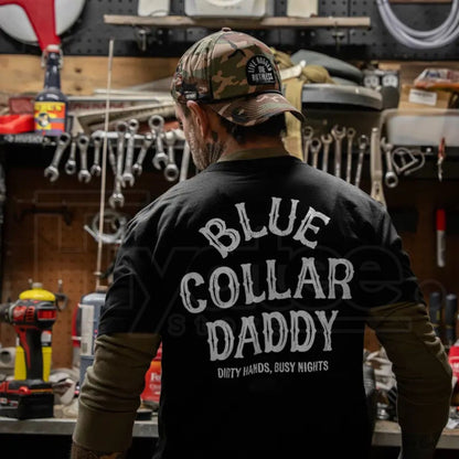 "Blue Collar Daddy" – Rugged American Worker Heritage Graphic Top
