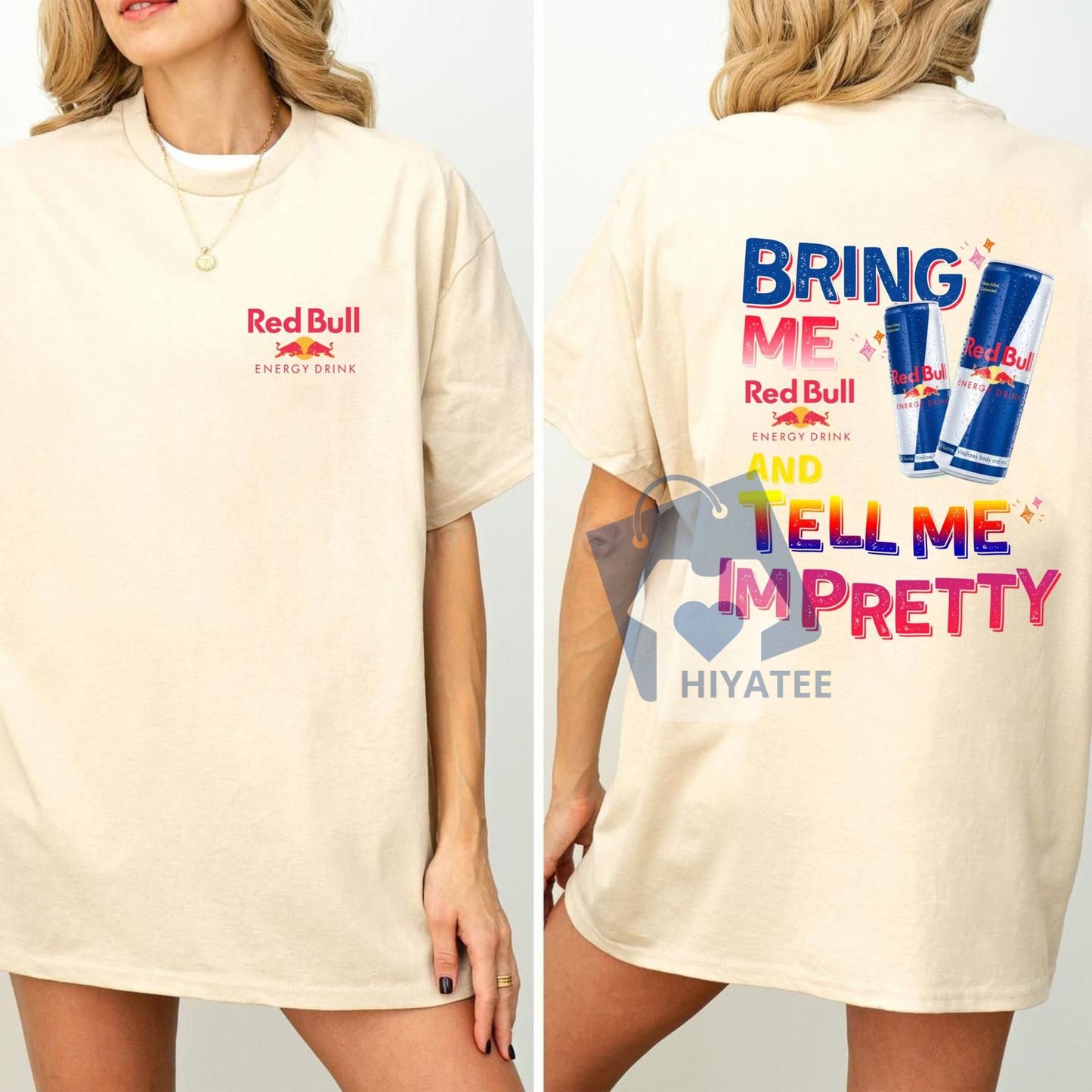 Bring Me Red*l and Tell Me I’m Pretty T-Shirt** – 2-Sided Energy Drink Graphic Tee, Trendy Unisex Vacation Shirt for Men & Women