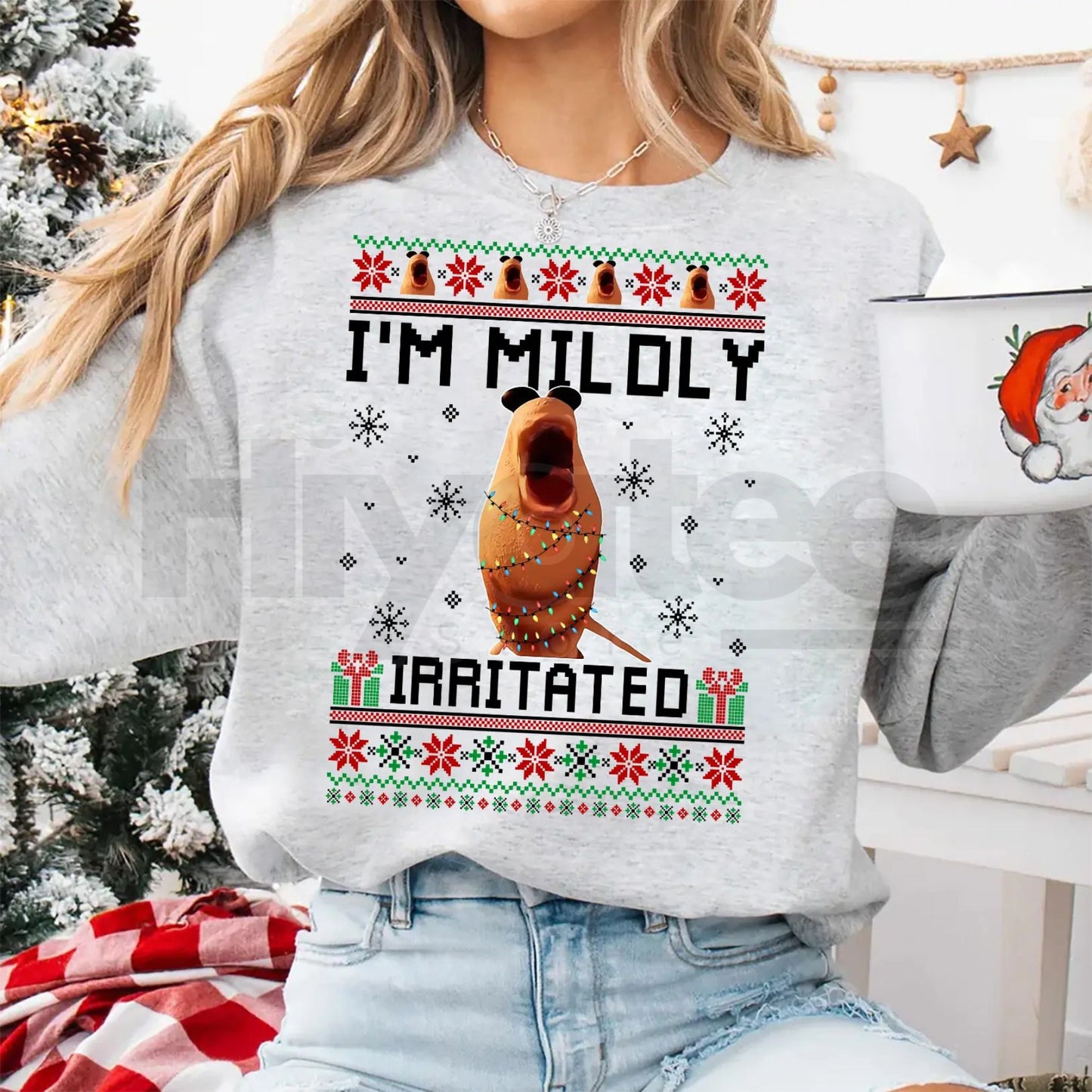 Mildly Irritated Sweatshirt: Funny Meme Ugly Christmas Sweater