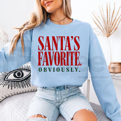 Santa's Favorite Sweatshirt, Funny Christmas Holiday Graphic Pullover